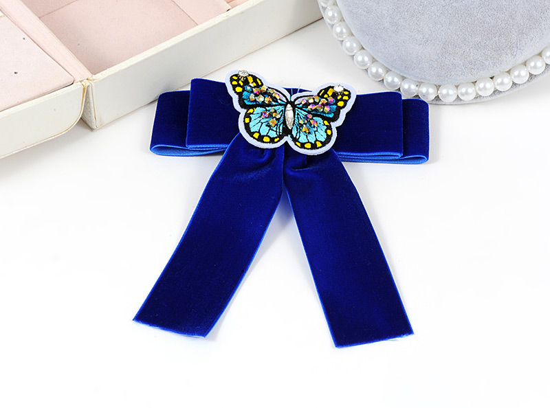 Fashion Sapphire Blue Butterfly Decorated Bowknot Shape Brooch,Korean Brooches
