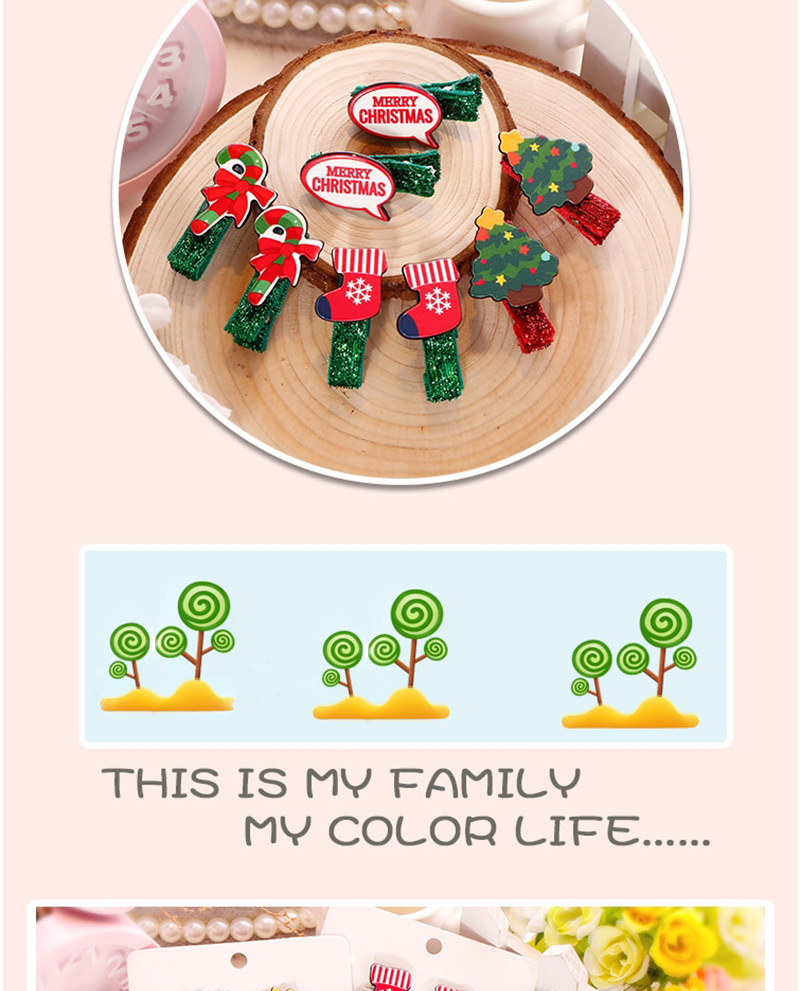 Fashion White+green Dialog Box Shape Decorated Christmas Hairpin (1pair),Kids Accessories