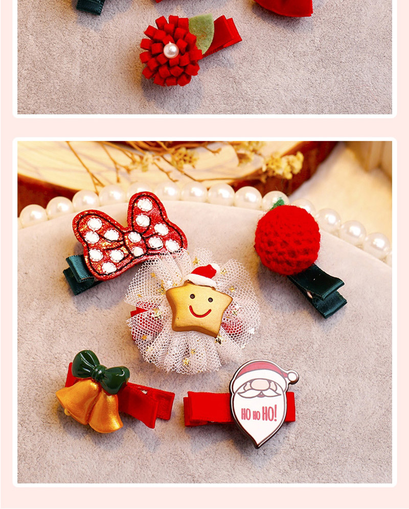 Fashion Red+green Santa Claus Shape Decorated Christmas Hairpin (5pcs),Kids Accessories