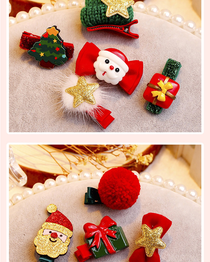 Fashion Red+green Mickey Shape Decorated Christmas Hairpin (5pcs),Kids Accessories