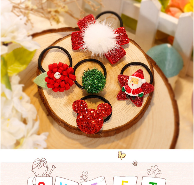 Fashion Red+green Bowknot Shape Decorated Christmas Hair Band (5pcs),Kids Accessories