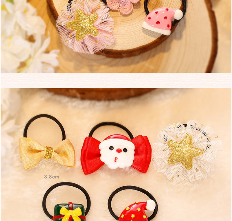 Fashion Red+gold Color Fuzzy Ball Decorated Christmas Hair Band (5pcs),Kids Accessories