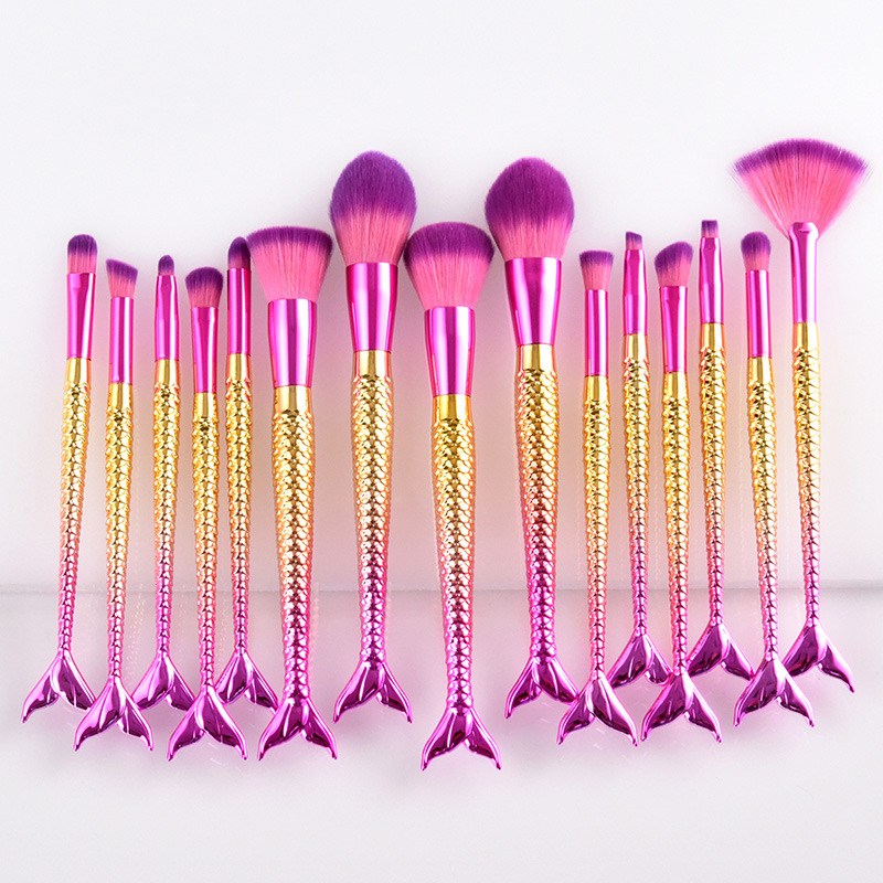 Fashion Purple+pink Mermaid Shape Decorated Brush (1pc),Beauty tools