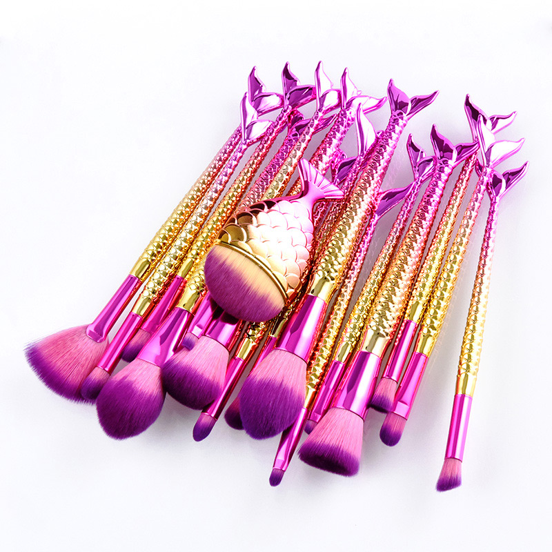 Fashion Purple+pink Mermaid Shape Decorated Brush (1pc),Beauty tools