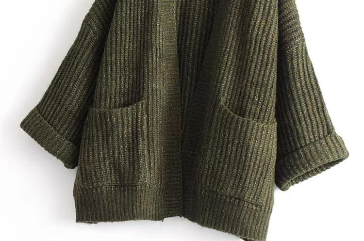 Elegant Green Pure Color Decorated Knitting Cardigan,Sweater