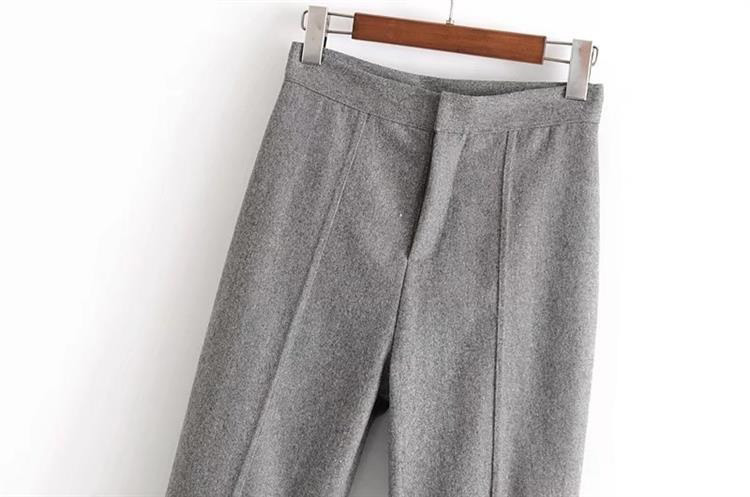 Fashion Gray Pure Color Decorated Pants,Pants