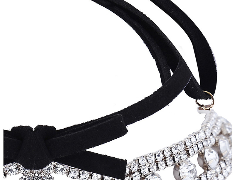Fashion Silver Color Full Diamond Decorated Double Layer Choker,Chokers