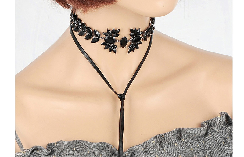Fashion Black Diamond Decorated Double Layer Choker,Chokers