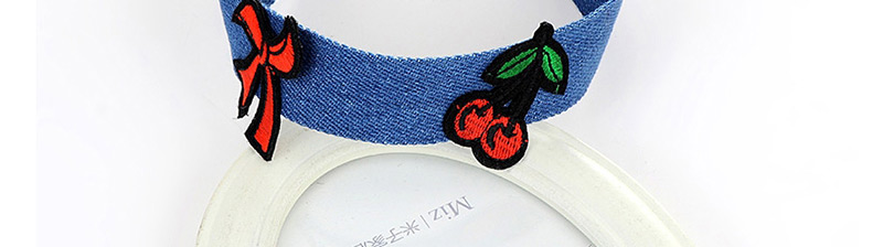 Fashion Blue Embroidery Cherry Decorated Choker,Chokers
