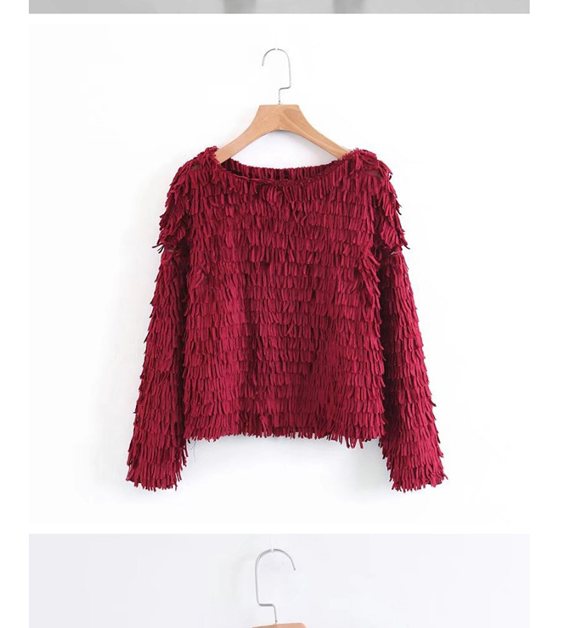Trendy Red Pure Color Decorated Long Sleeves Sweater,Sweater