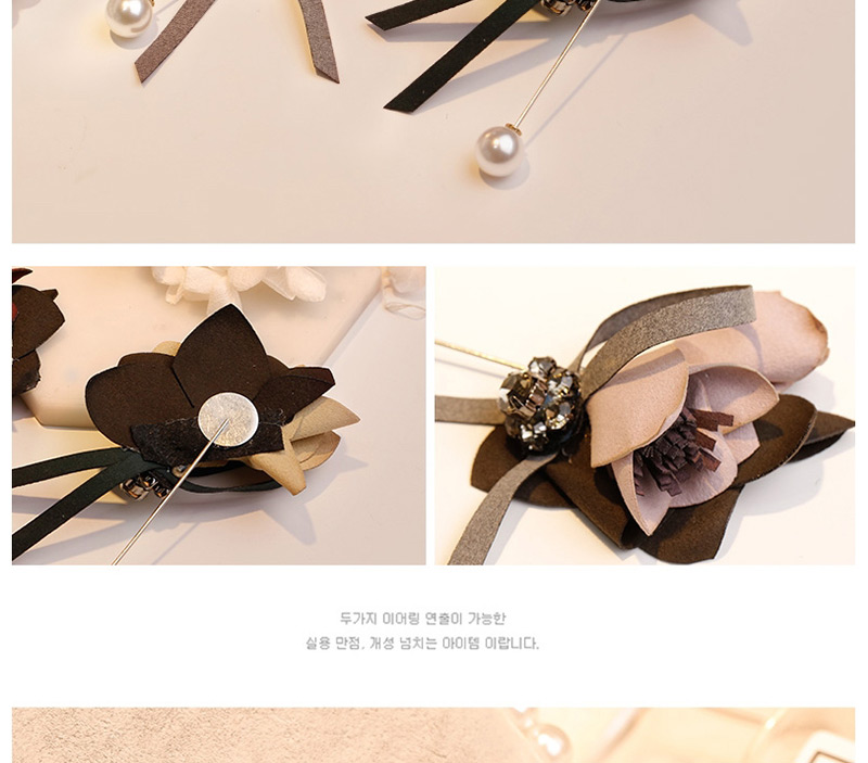 Lovely Khaki Flower&diamond Decorated Bowknot Brooch,Korean Brooches