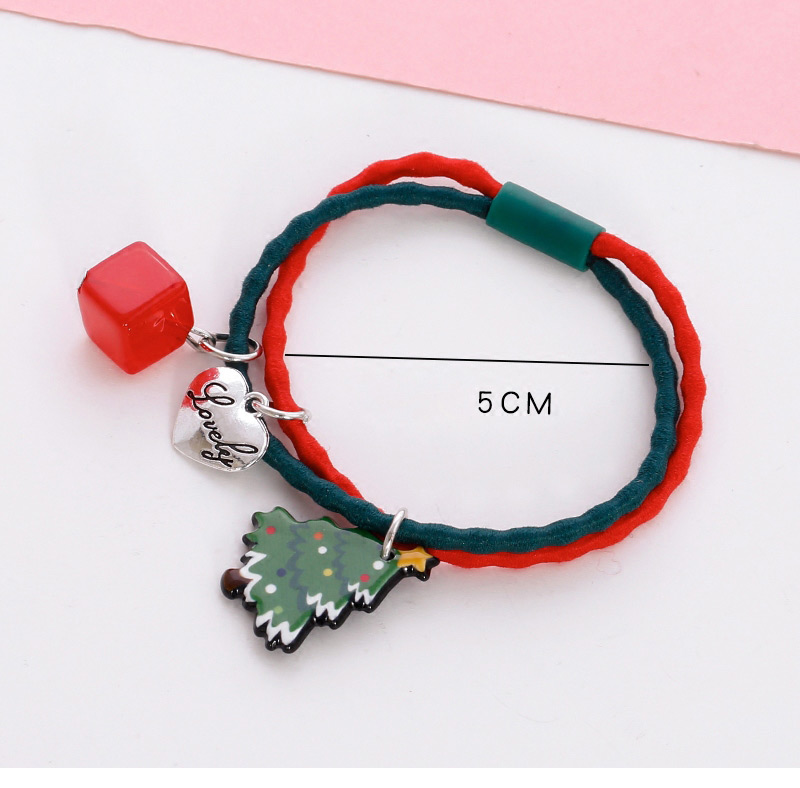 Lovely Green+red Christmas Tree Decorated Hair Band,Hair Ring