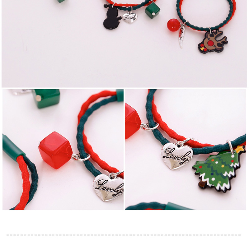 Lovely Green+red Christmas Elk Decorated Hair Band,Hair Ring