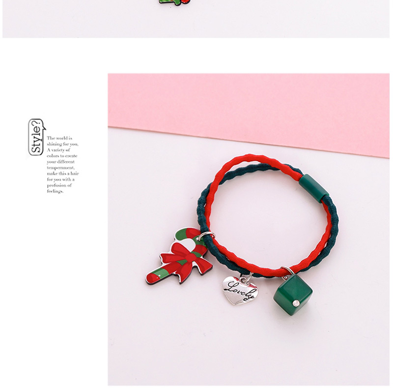Lovely Green+red Christmas Tree Decorated Hair Band,Hair Ring