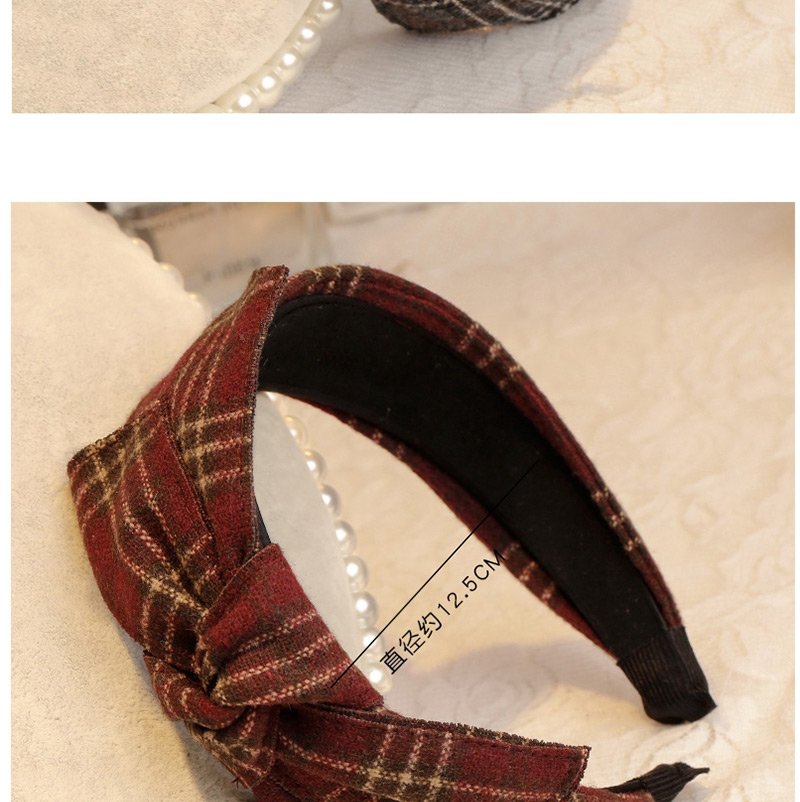 Lovely Claret Red Grid Pattern Decorated Hair Hoop,Head Band