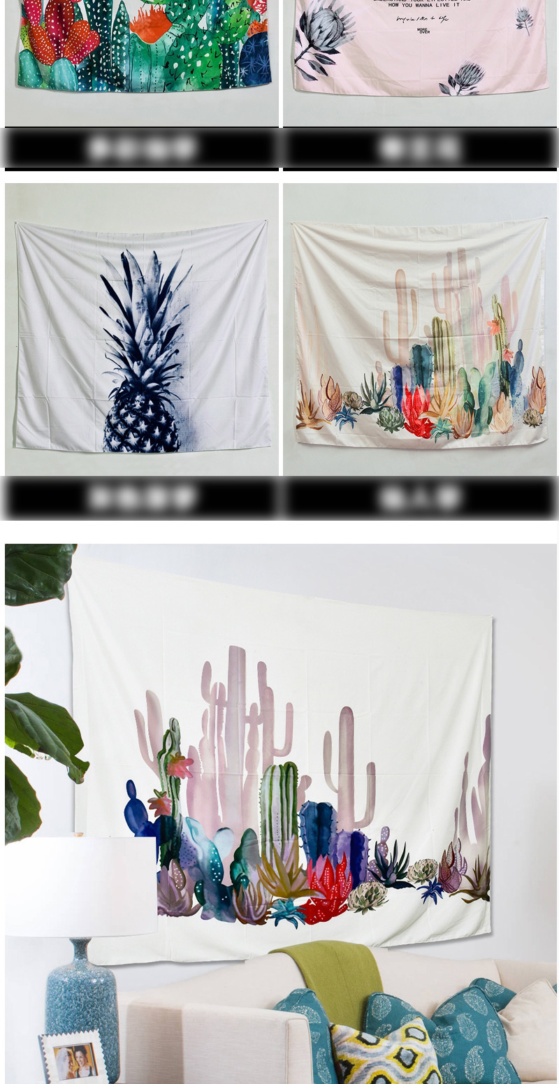 Fashion Green+white Cactus Pattern Decorated Background Cloth(no Led ),Home Decor