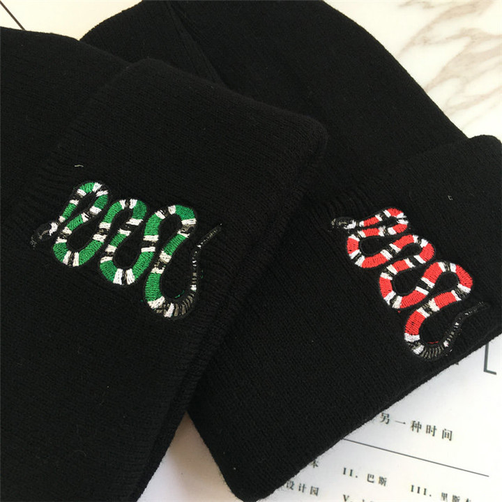 Fashion Black+green Embroidery Snake Decorated Hat,Knitting Wool Hats