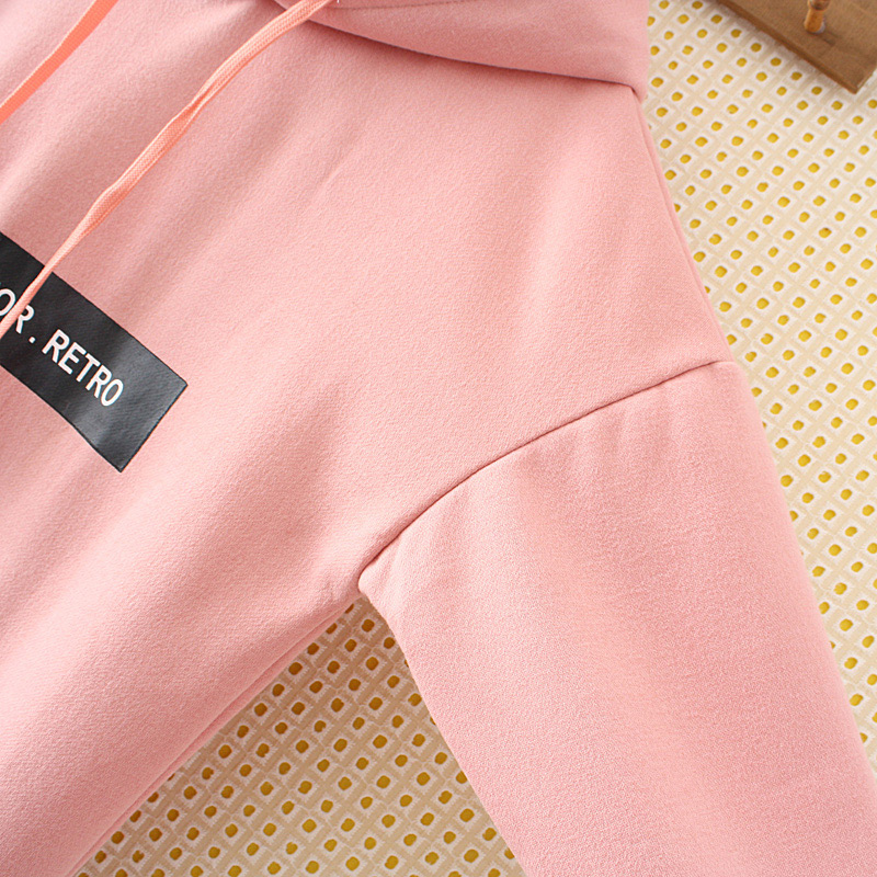 Fashion Pink Letter Decorated Long Hoodie,Plus Size