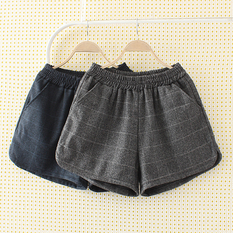 Fashion Black Square Pattern Decorated Shorts,Plus Size