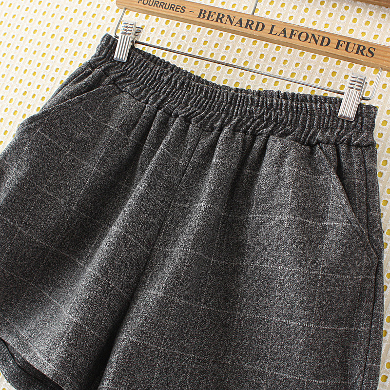 Fashion Dark Gray Square Pattern Decorated Shorts,Plus Size