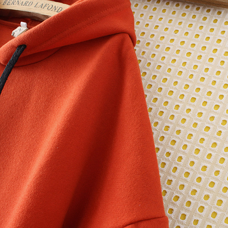 Fashion Orange Pure Color Decorated Long Hoodie,Plus Size