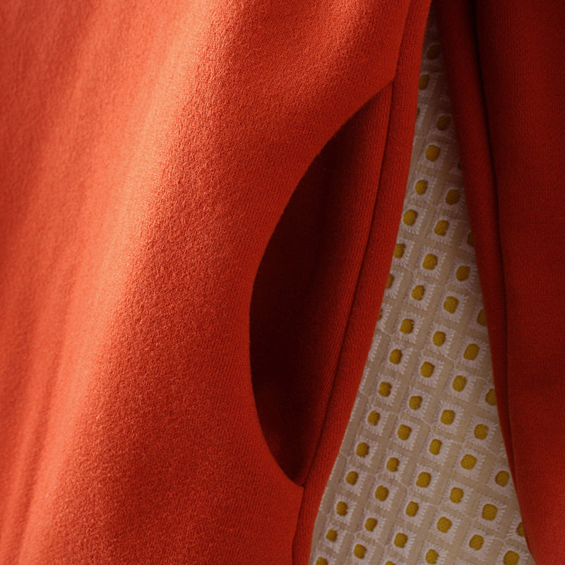 Fashion Orange Pure Color Decorated Long Hoodie,Plus Size