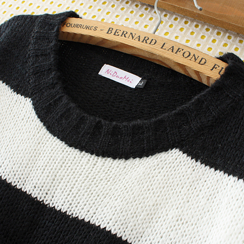 Personality White+black Hole Decorated Round Neckline Sweater,Plus Size