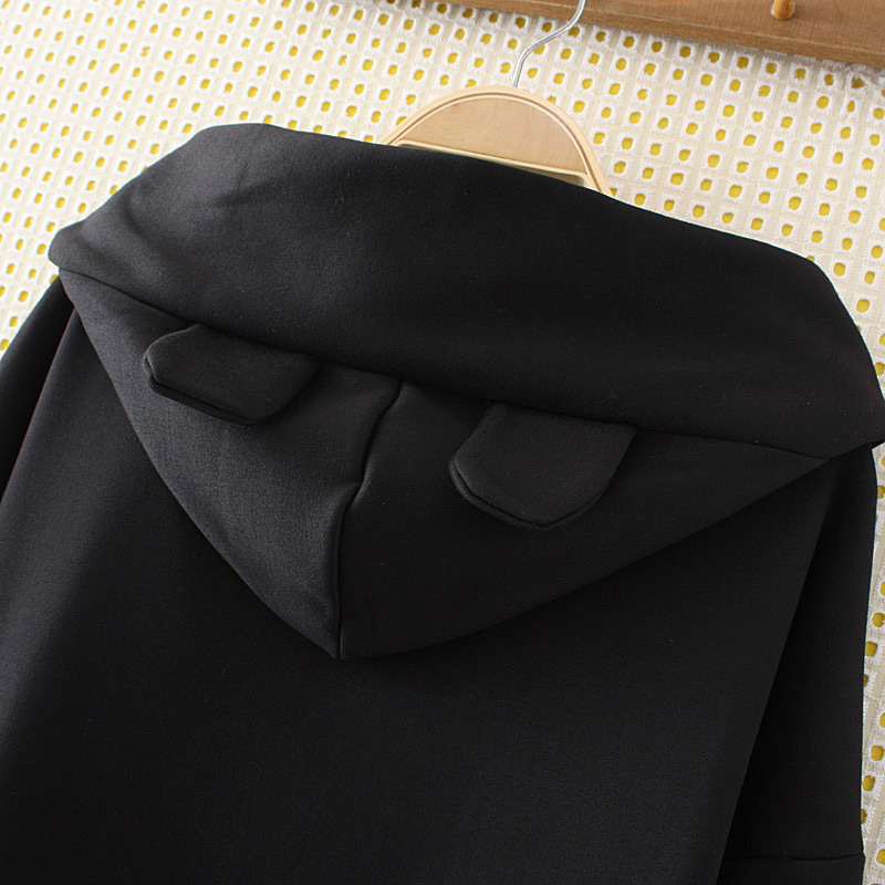 Fashion Black Ear Shape Decorated Coat,Plus Size