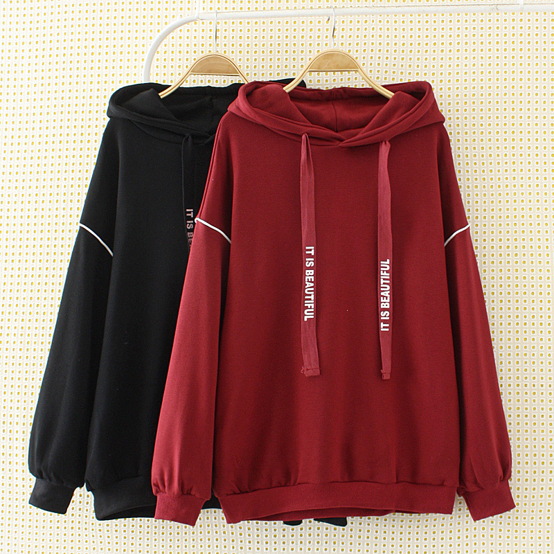Fashion Red Pure Color Decorated Hoodie,Plus Size