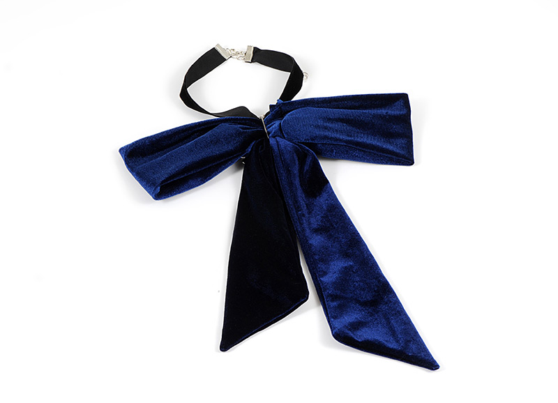 Elegant Sapphire Blue Square Shape Decorated Bowknot Necklace,Chokers