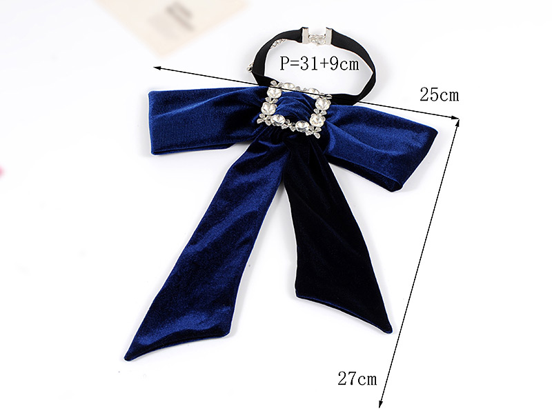 Elegant Sapphire Blue Square Shape Decorated Bowknot Necklace,Chokers