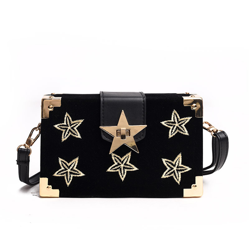 Vintage Black Star Pattern Decorated Bag,Shoulder bags