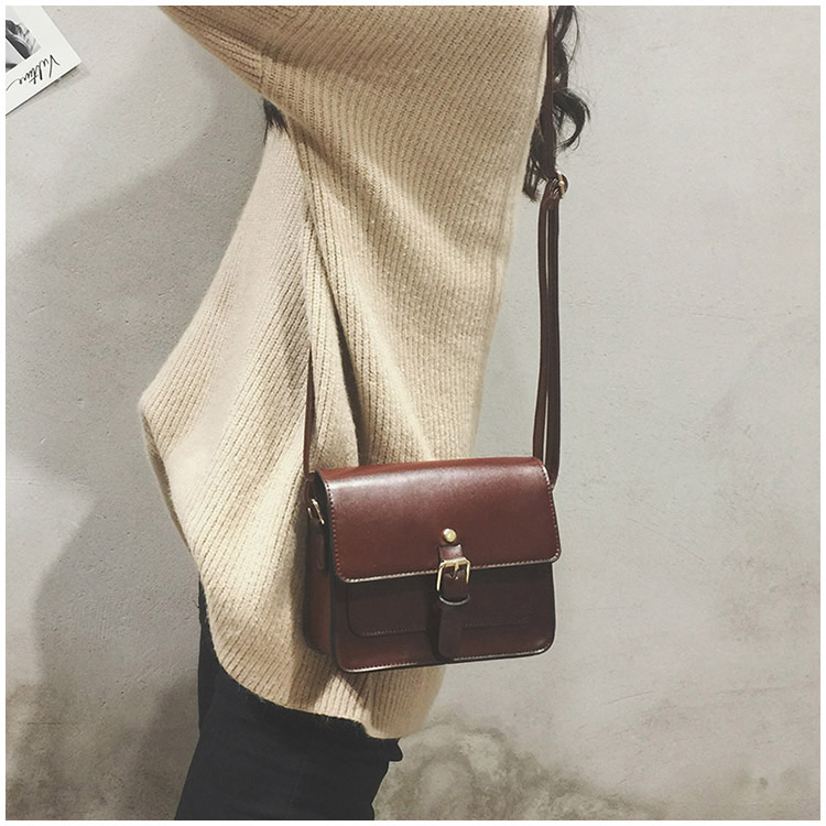 Fashion Dark Brown Belt Buckle Shape Decorated Bag,Shoulder bags