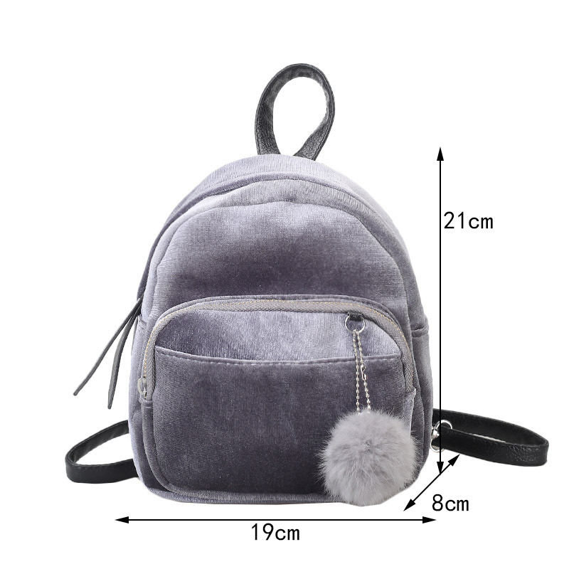Fashion Gray Fuzzy Ball Decorated Backpack,Backpack