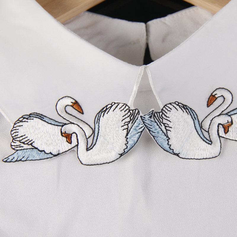Elegant White Swan Pattern Decorated Fake Collar,Thin Scaves