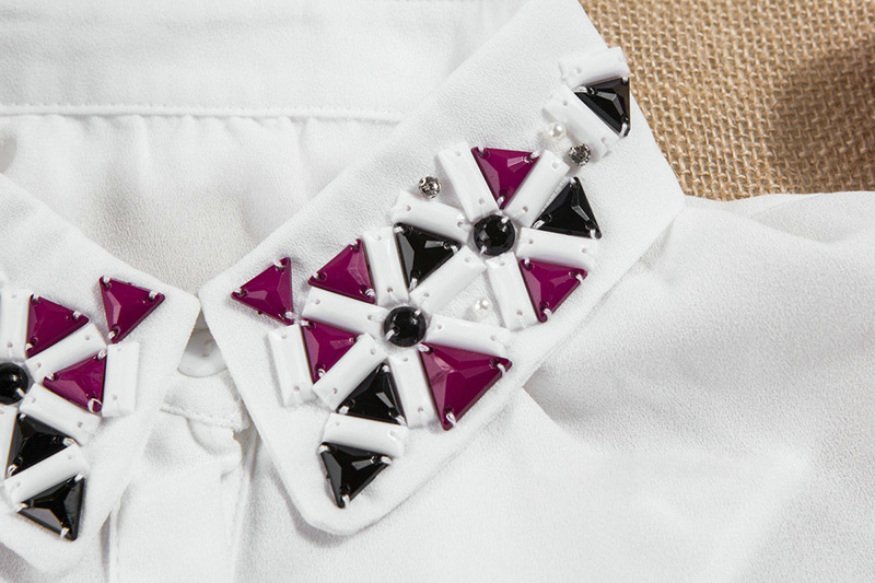 Elegant White Triangle Shape Decorated Fake Collar,Thin Scaves