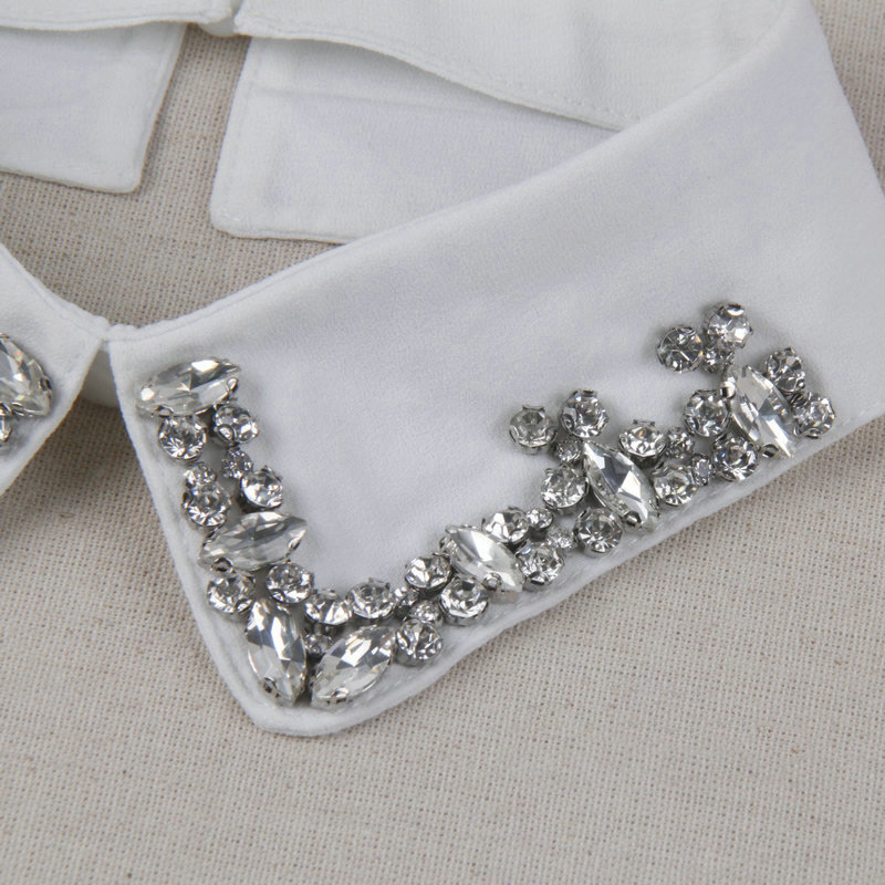 Elegant Black Oval Shape Diamond Decorated Fake Collar,Thin Scaves