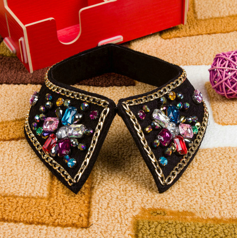 Elegant Black Color-matching Decorated Fake Collar,Thin Scaves