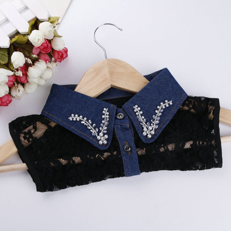 Fashion Black Flower Shape Decorated Lace Fake Collar,Thin Scaves