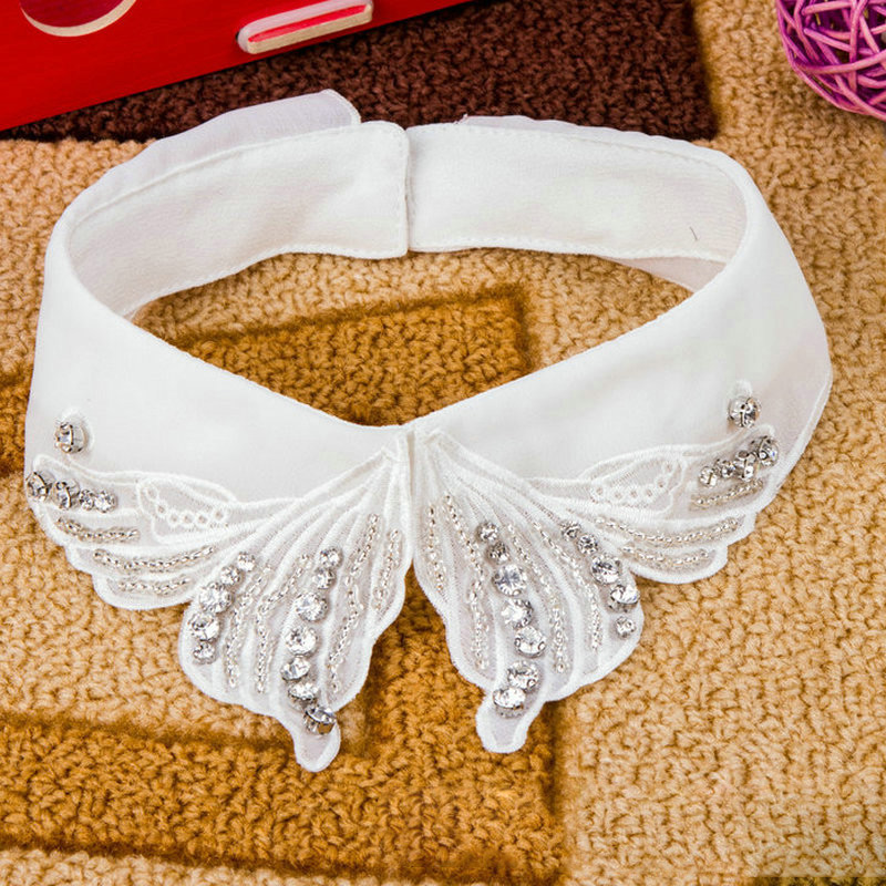 Elegant White Butterfly Shape Decorated Fake Collar,Thin Scaves