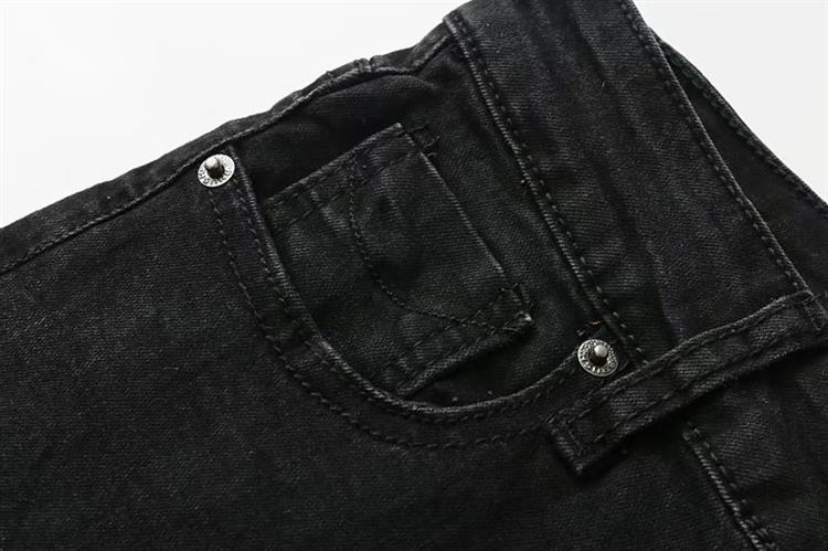 Fashion Black Pure Color Decorated Jeans,Pants