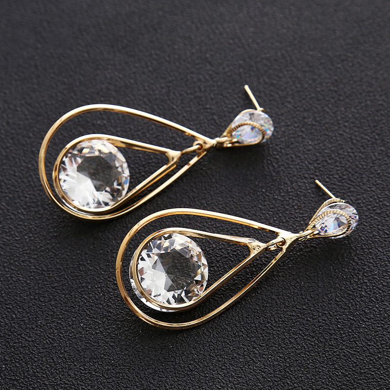 Elegant Silver Color Waterdrop Shape Decorated Earrings,Drop Earrings