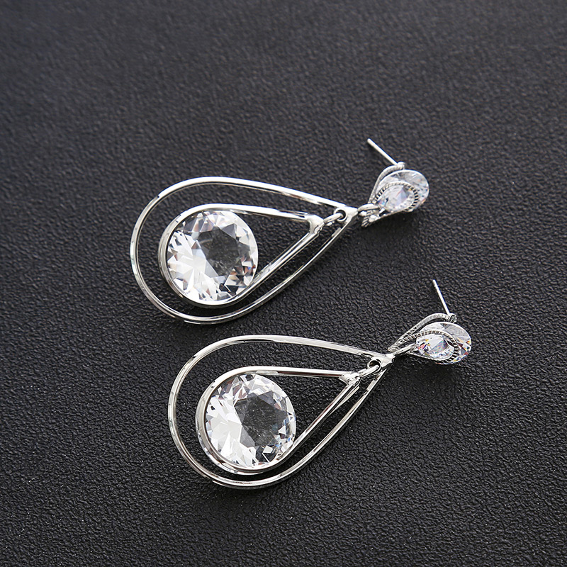 Elegant Silver Color Waterdrop Shape Decorated Earrings,Drop Earrings