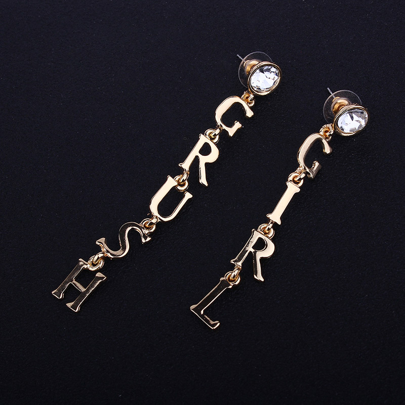 Fashion Gold Color Letter Shape Decorated Earrings,Drop Earrings
