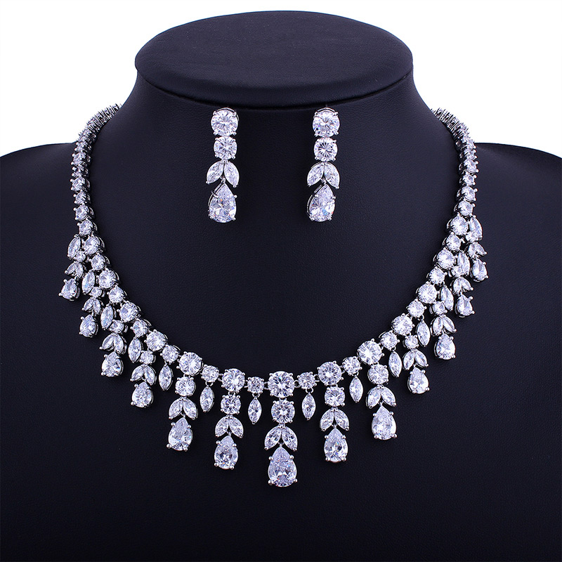 Elegant Silver Color Oval Shape Decorated Jewelry Sets,Jewelry Set