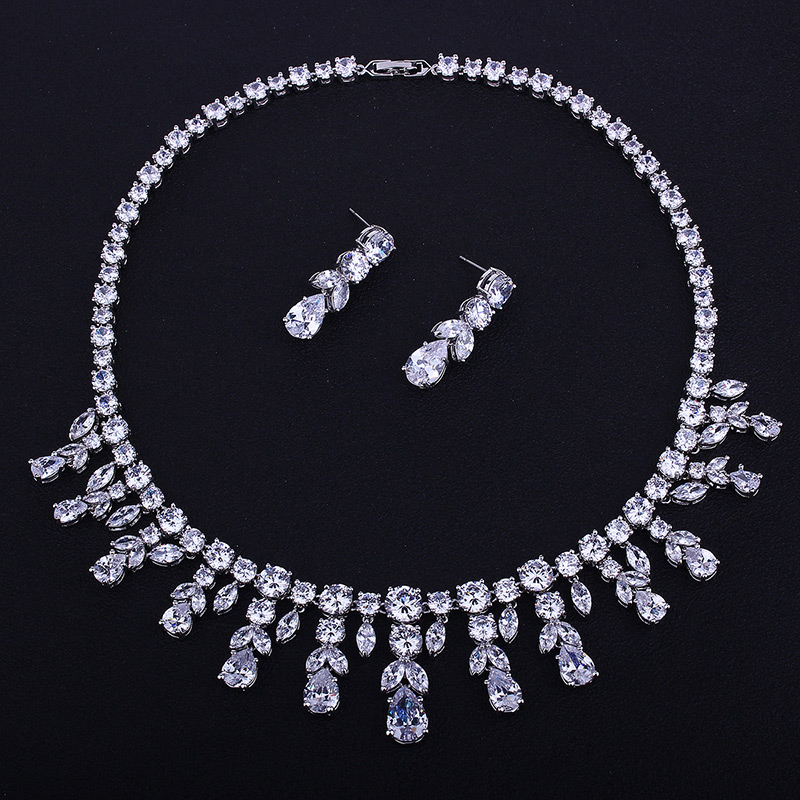 Elegant Silver Color Oval Shape Decorated Jewelry Sets,Jewelry Set
