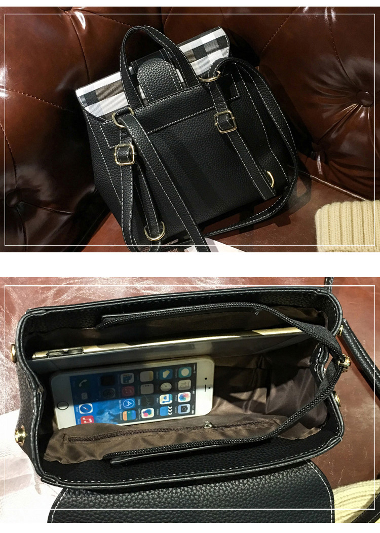 Vintage Khaki Belt Buckle Decorated Bag,Backpack