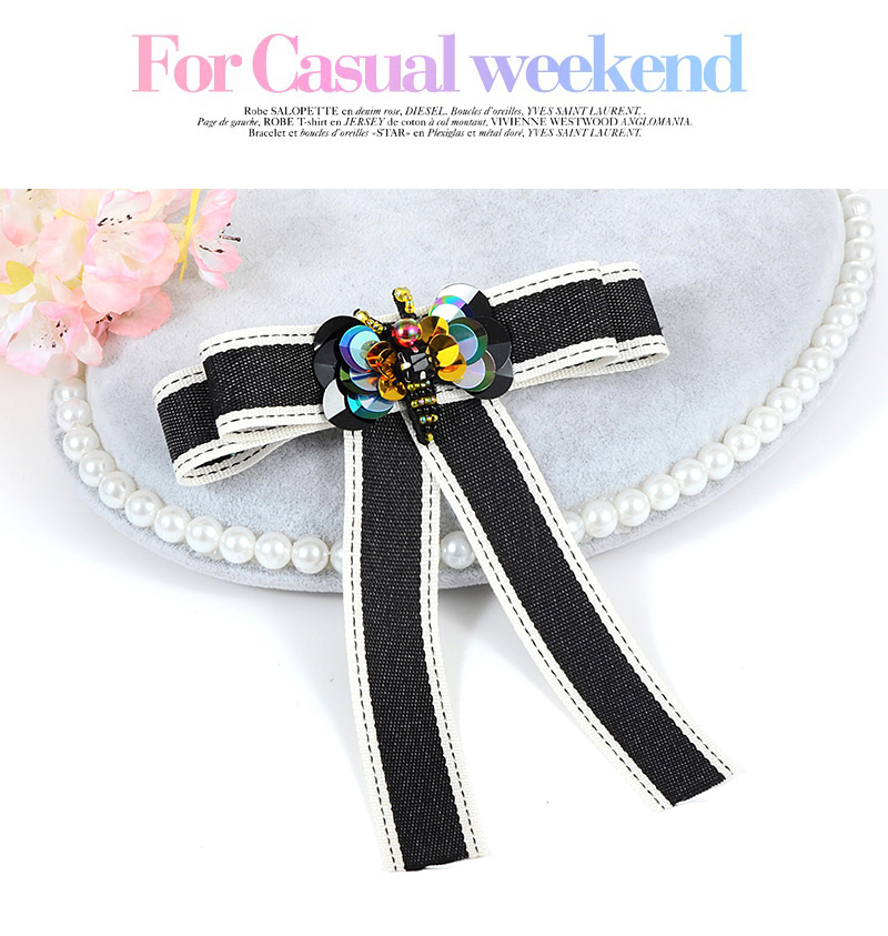 Elegant Black+white Bee Shape Decorated Bow-tie,Korean Brooches
