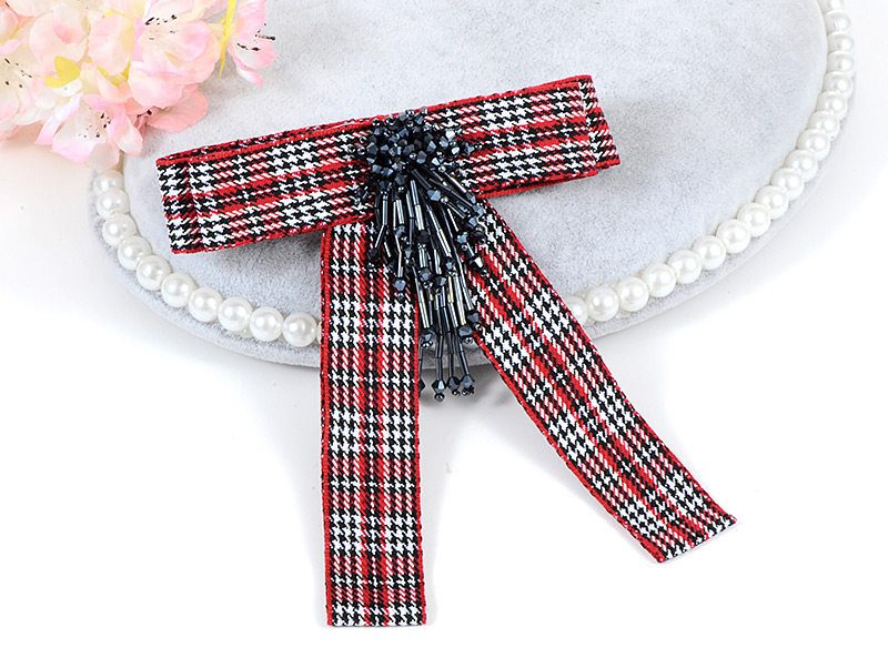 Elegant Red Tassel Decorated Bow-tie,Korean Brooches