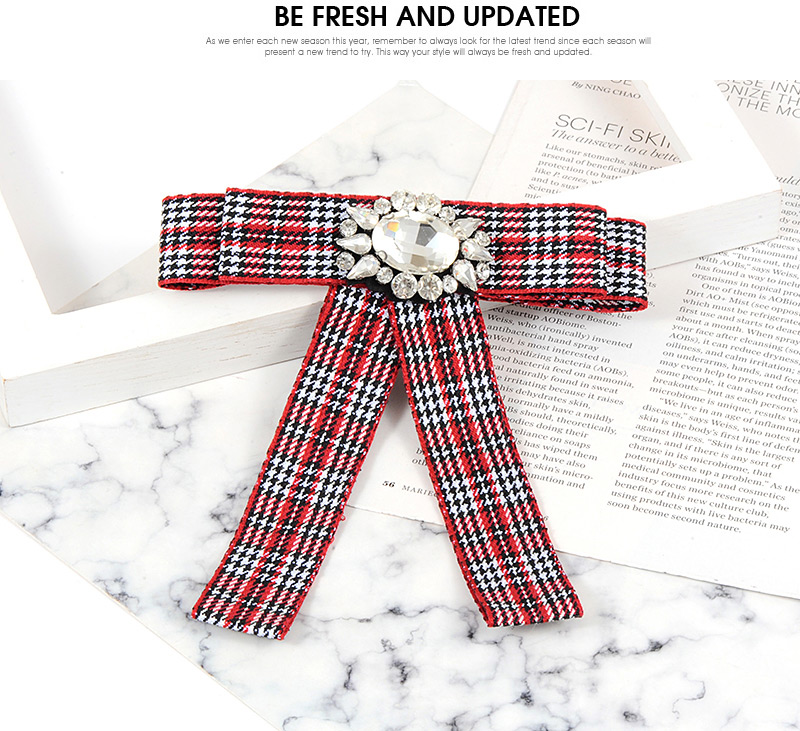 Elegant Red Oval Shape Diamond Decorated Bow-tie,Korean Brooches